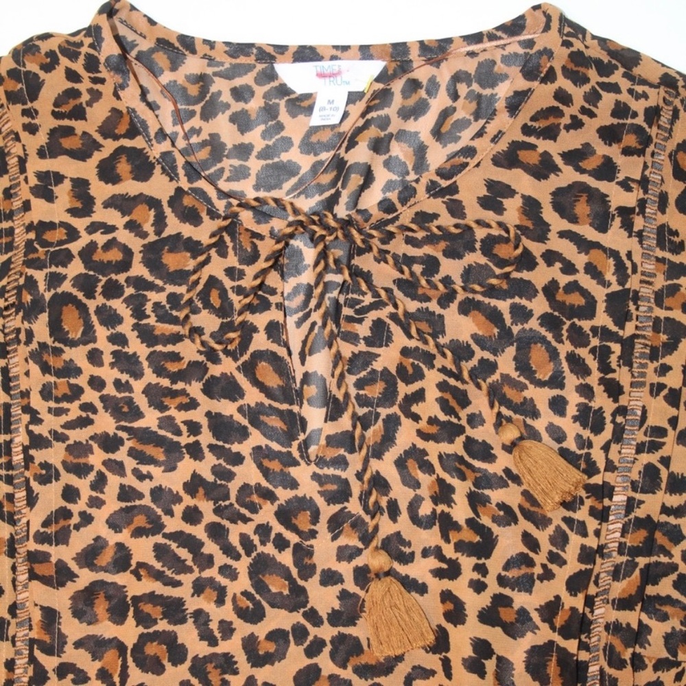Women's MED Animal Print Babydoll Boho Long Sleeved Dress - NWT - Picture 13 of 16